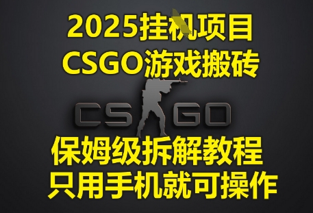 2025挂G项目，CSGO游戏搬砖，保姆级拆解教程，只用手机就可操作【揭秘】小白网创_互联网创业项目_网络创业小白网创