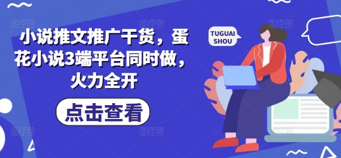 小说推文推广干货，蛋花小说3端平台同时做，火力全开小白网创_互联网创业项目_网络创业小白网创