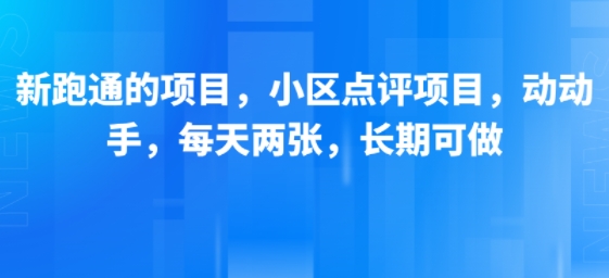 新跑通的项目，小区点评项目，动动手，每天两张，长期可做小白网创_互联网创业项目_网络创业小白网创