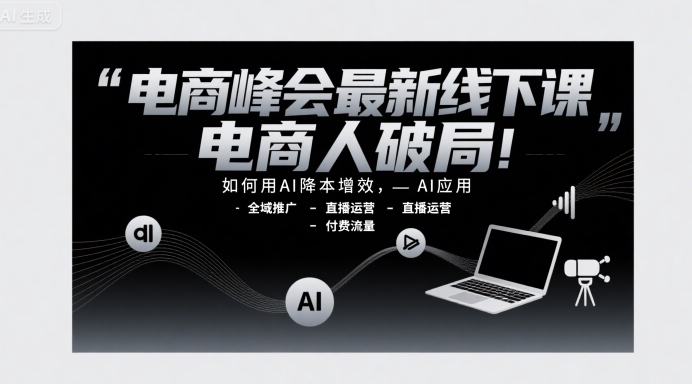 电商峰会最新线下课，电商人破局，如何用AI降本增效，AI应用-全域推广-直播运营-付费流量小白网创_互联网创业项目_网络创业小白网创