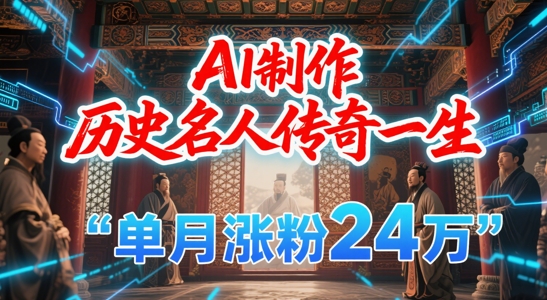 暴力起号！用AI制作历史名人传奇一生，单月涨粉24W，涨粉+变现赛道黑马来了小白网创_互联网创业项目_网络创业小白网创