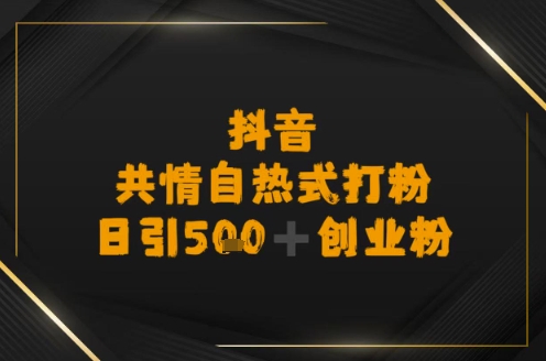 日引500+创业粉，抖音共情自热式打粉小白网创_互联网创业项目_网络创业小白网创