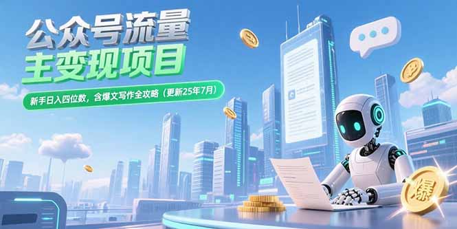 （15340期）公众号流量主变现项目，新手日入四位数，含爆文写作全攻略(更新25年7月)小白网创_互联网创业项目_网络创业小白网创