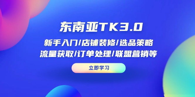 （14208期）东南亚TK3.0：新手入门/店铺装修/选品策略/流量获取/订单处理/联盟营销等小白网创_互联网创业项目_网络创业小白网创