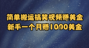 简单搬运搞笑视频挣美金，新手一个月入1k美金小白网创_互联网创业项目_网络创业小白网创