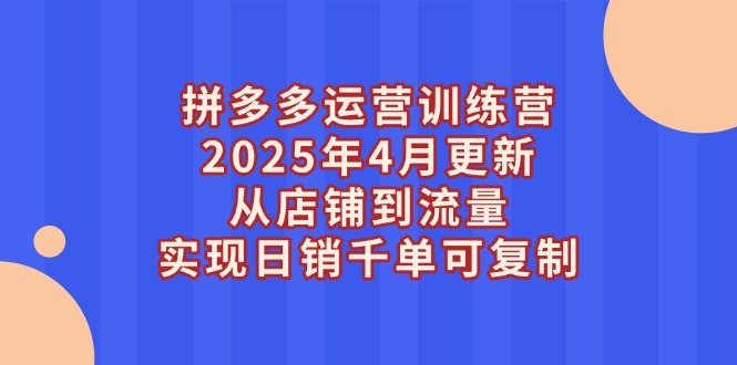 （14469期）拼多多运营训练营2025年4月更新，从店铺到流量，实现日销千单可复制小白网创_互联网创业项目_网络创业小白网创