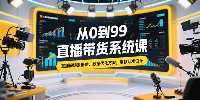 （15362期）从0到99直播带货系统课，直播间场景搭建，数据优化方案，爆款话术设计小白网创_互联网创业项目_网络创业小白网创