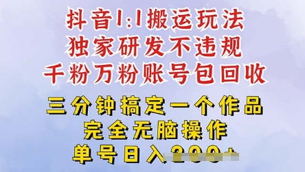 2025抖音纯搬运过原创，单号日入3张小白网创_互联网创业项目_网络创业小白网创
