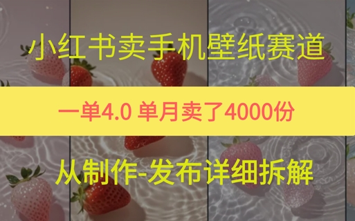 小红薯手机壁纸变现，4块钱一张的图，单月卖了5000份小白网创_互联网创业项目_网络创业小白网创