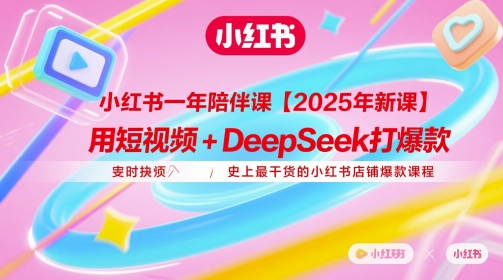 小红书一年陪伴课【2025年新课】，用短视频+deepSeek打爆款，史上最干货的小红书店铺爆款课程小白网创_互联网创业项目_网络创业小白网创
