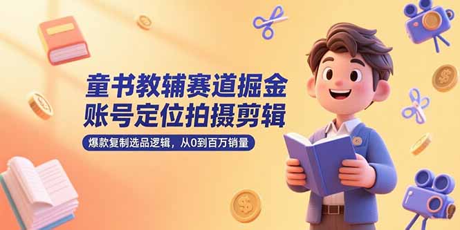 （15326期）童书教辅赛道掘金，账号定位拍摄剪辑，爆款复制选品逻辑，从0到百万销量小白网创_互联网创业项目_网络创业小白网创