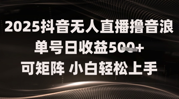 2025抖音无人直播撸音浪单号日收益5张+可矩阵，小白轻松上手小白网创_互联网创业项目_网络创业小白网创