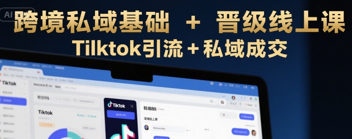 跨境私域基础+晋级线上课，Tilktok引流+私域成交小白网创_互联网创业项目_网络创业小白网创