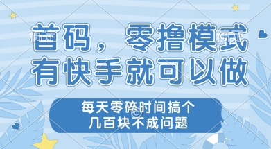 首码零撸项目，有快手就可以做，每天业务时间搞个几张不是问题【揭秘】小白网创_互联网创业项目_网络创业小白网创