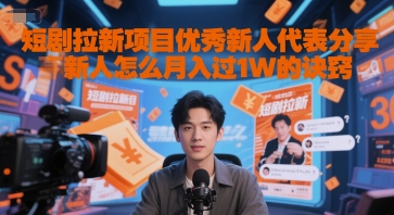 短剧拉新项目优秀新人代表分享新人怎么月入过1W的诀窍小白网创_互联网创业项目_网络创业小白网创