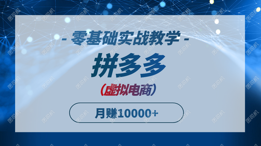 （14880期）拼多多虚拟电商，零基础实战教学，快速打爆商品，新手也能月入10000+小白网创_互联网创业项目_网络创业小白网创