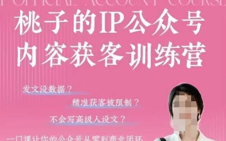 桃子IP公众号内容获客训练营(第3期)，一门让你公众号从0到商业闭环的课程小白网创_互联网创业项目_网络创业小白网创