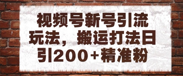 视频号新号引流玩法，搬运打法日引200+精准粉，可矩阵放大【揭秘】小白网创_互联网创业项目_网络创业小白网创