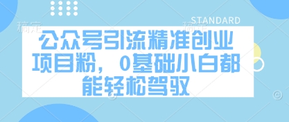 公众号引流精准创业项目粉，0基础小白都能轻松驾驭小白网创_互联网创业项目_网络创业小白网创