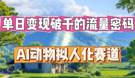 单日变现破k的流量密码，AI动物拟人化赛道小白网创_互联网创业项目_网络创业小白网创