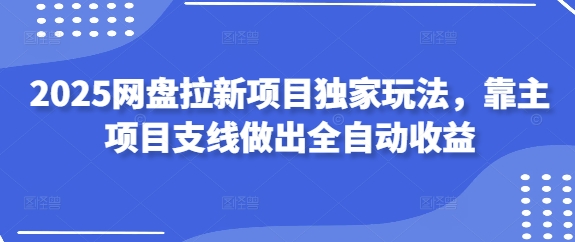 2025网盘拉新项目独家玩法，靠主项目支线做出全自动收益小白网创_互联网创业项目_网络创业小白网创