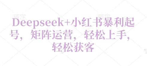 Deepseek+小红书暴利起号，矩阵运营，轻松上手，轻松获客小白网创_互联网创业项目_网络创业小白网创