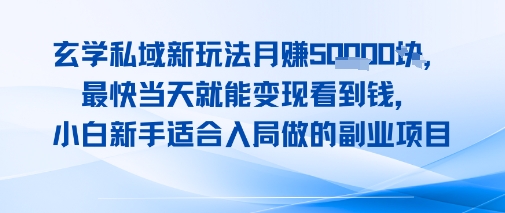 玄学私域新玩法月入1W+，最快当天就能变现看到米，小白新手适合入局做的副业项目小白网创_互联网创业项目_网络创业小白网创