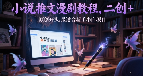 小说推文漫剧教程，二创+原创开头，最适合新手小白项目小白网创_互联网创业项目_网络创业小白网创
