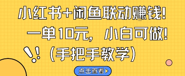 小红书+闲鱼联动挣钱，一单10元，小白可做小白网创_互联网创业项目_网络创业小白网创