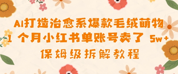AI打造治愈系爆款毛绒萌物1个月卖了几w，保姆级项目拆解小白网创_互联网创业项目_网络创业小白网创