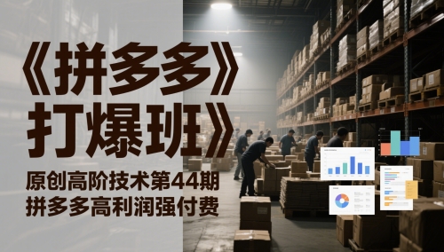 《拼多多打爆班》原创高阶技术第44期，拼多多高利润强付费小白网创_互联网创业项目_网络创业小白网创