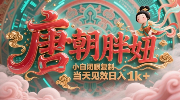 用AI克隆“唐朝胖妞”日更3条，平台疯狂推流，小白闭眼复制，当天见效，日入1k+小白网创_互联网创业项目_网络创业小白网创