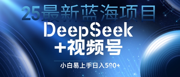 25最新蓝海项目DeepSeek+视频号，小白易上手日入几张小白网创_互联网创业项目_网络创业小白网创
