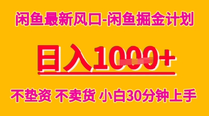 闲鱼最新风口-闲鱼掘金计划，日入多张，不垫资不卖货，小白30分钟上手小白网创_互联网创业项目_网络创业小白网创
