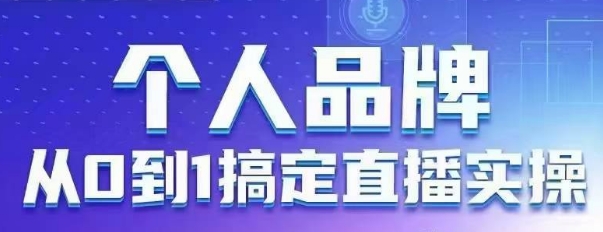 个人品牌：从0到1搞定直播实操，用直播为你的个人品牌赋能，六大实操板块，放大个人影响力小白网创_互联网创业项目_网络创业小白网创