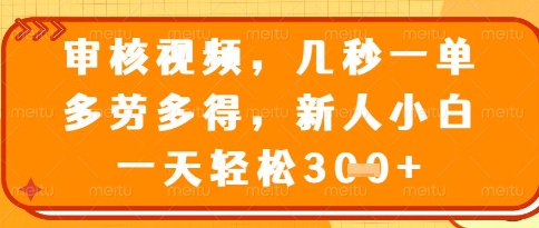 视频审核员，几秒一单，不限时间，不限地点，多做多得，新人小白一天轻松几张+【揭秘】小白网创_互联网创业项目_网络创业小白网创