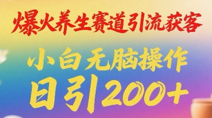爆火养生赛道引流获客，小白无脑操作，日引200+小白网创_互联网创业项目_网络创业小白网创