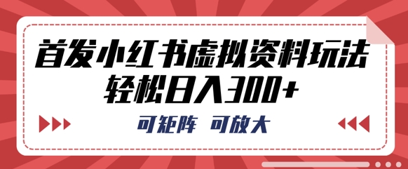 首发小红书虚拟资料玩法，可矩阵，可放大，轻松日入3张小白网创_互联网创业项目_网络创业小白网创