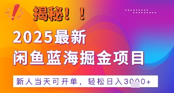 2025最新闲鱼蓝海掘金项目，新人当天可开单，轻松日入多张+的保姆级教程小白网创_互联网创业项目_网络创业小白网创