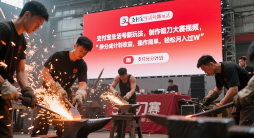 支付宝生活号新玩法，制作锻刀大赛视频，挣分成计划收益，操作简单，轻松月入过W小白网创_互联网创业项目_网络创业小白网创