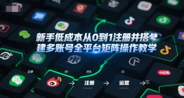 新手低成本从0到1注册并搭建多账号全平台矩阵操作教学，手机号-邮箱-IP-工具小白网创_互联网创业项目_网络创业小白网创