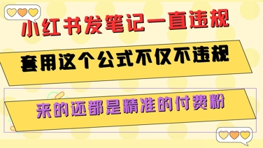 小红书发笔记一直违规，套用这个公式不仅不违规，来的还都是精准的付费粉小白网创_互联网创业项目_网络创业小白网创