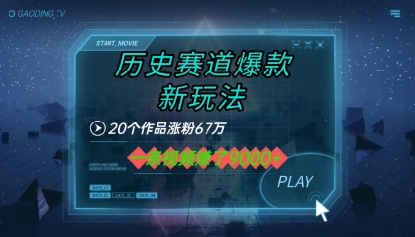 20个作品涨粉67W，一条视频收益1k+，历史赛道爆款新玩法小白网创_互联网创业项目_网络创业小白网创