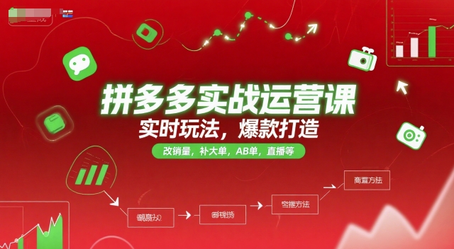 拼多多实战运营课，实时玩法，爆款打造，改销量，补大单，AB单，直播等（更新2025月）小白网创_互联网创业项目_网络创业小白网创
