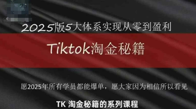 TikTok跨境2025淘金秘籍，​2025TikTok从0到盈利变现小白网创_互联网创业项目_网络创业小白网创