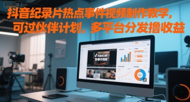 抖音纪录片热点事件视频制作教学，可过伙伴计划，多平台分发撸收益小白网创_互联网创业项目_网络创业小白网创