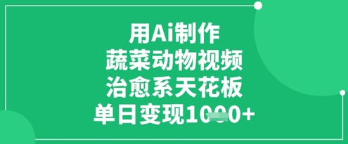 用Ai制作蔬菜动物视频，治愈系天花板，单日变现1k小白网创_互联网创业项目_网络创业小白网创
