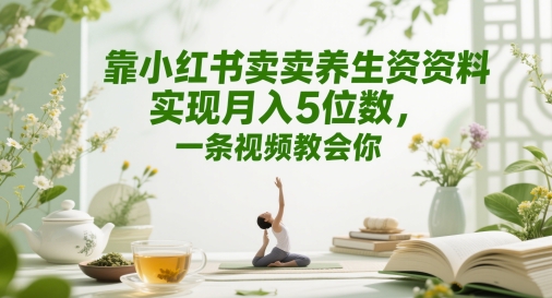 靠小红书卖养生资料实现月入5位数，一条视频教会你小白网创_互联网创业项目_网络创业小白网创