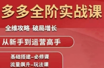 拼多多全阶实战课程，全维攻略，破局增长，从新手到运营高手小白网创_互联网创业项目_网络创业小白网创