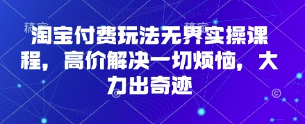 淘宝付费玩法无界实操课程，高价解决一切烦恼，大力出奇迹小白网创_互联网创业项目_网络创业小白网创